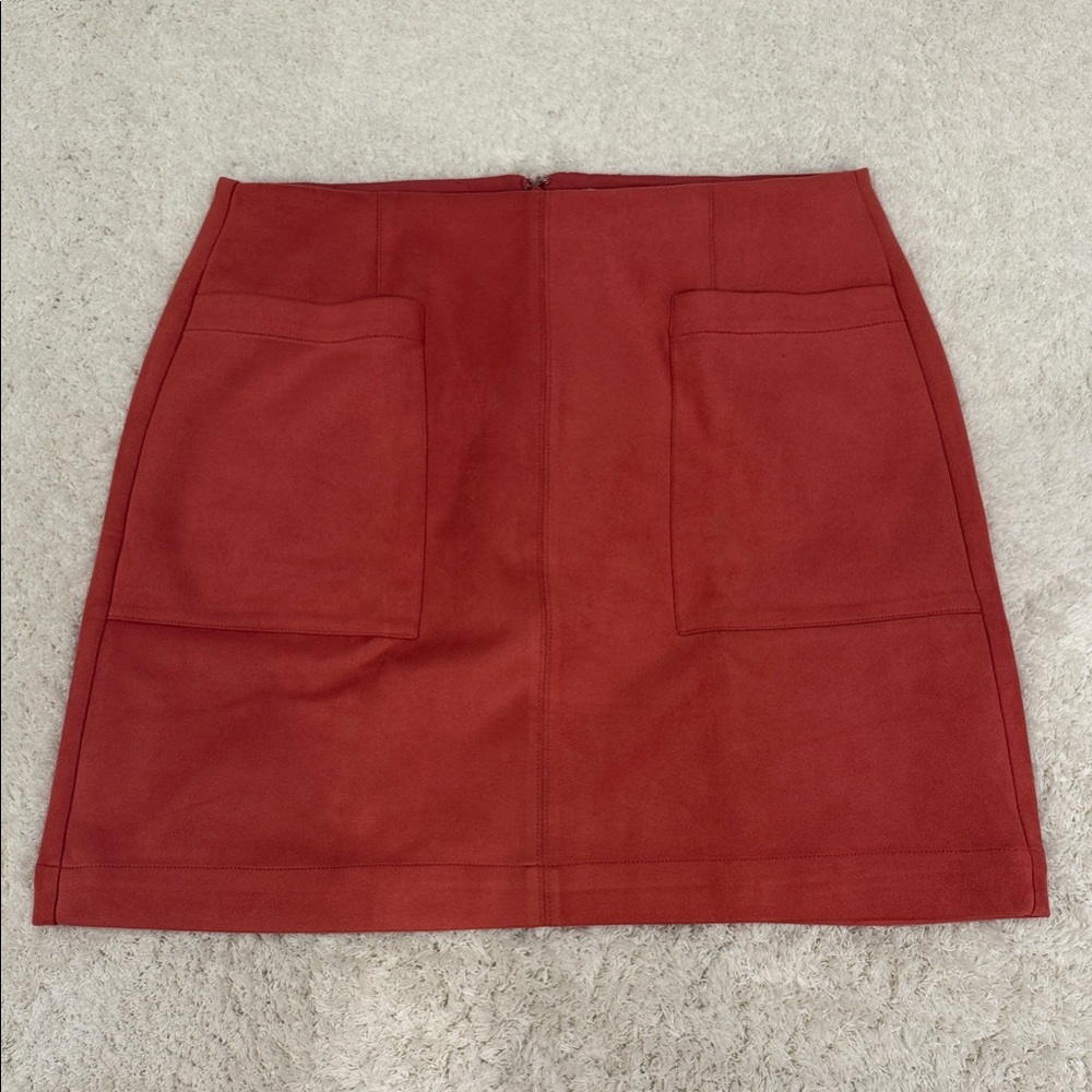 LOFT Red Faux Suede Skirt